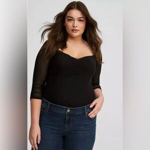 NWOT Torrid 2x Mesh Sweetheart Corset Top Black Sexy Cute